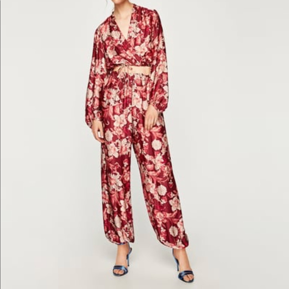 Zara floral silky pants